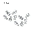 thumbnail image 3 of 10 Set 6mm Solid Brass Round Head Stud Screw Rivets for DIY Leather Belt Wallet Handbag Decoration, Silver Tone, 3 of 5