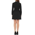 thumbnail image 3 of INSPIRE CHIC Women's Notched V Neck Stand Collar Button Down Tie Belted Long Sleeve Shirt Dress with Pockets Black XS, 3 of 5