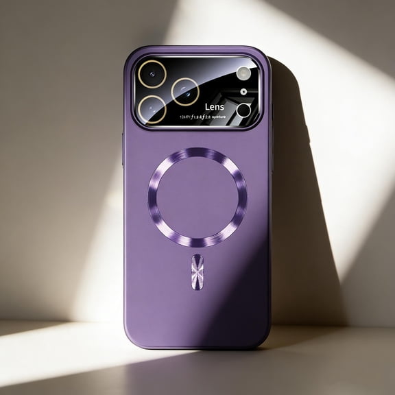 Compatible for iPhone 17 Pro Magnetic Case with Glass Camera Lens Protector, Military-Grade Drop Protection Phone Cover for iPhone 17 Pro Compatible with Mag-Safe Charging, Darkpurple