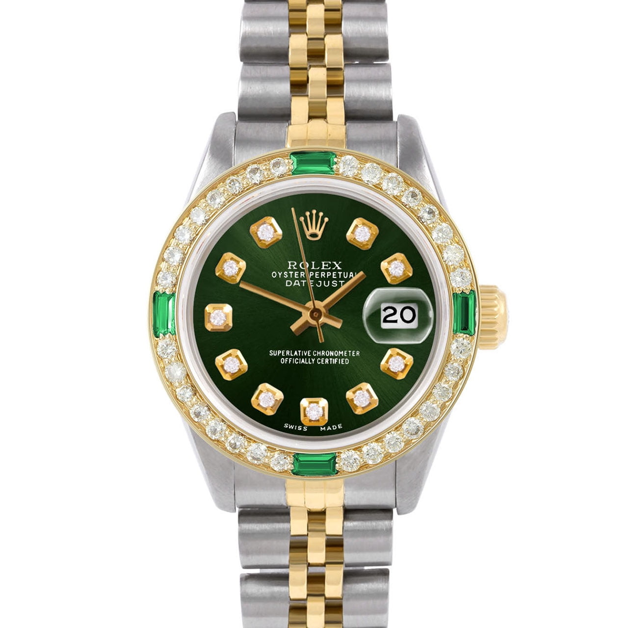 Pre-Owned Rolex 6917 Ladies 26mm Datejust Wristwatch Green Diamond (3 ...
