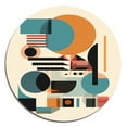 thumbnail image 2 of Designart "Contemplative Space Orange and Blue I" Minimalism Metal Round Art Living Room, 2 of 5