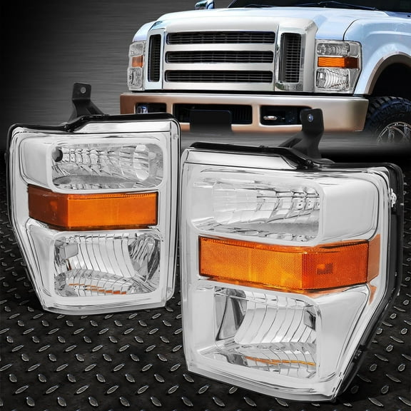 NUVISION for 08-10 Ford F250-F550 Super Duty Chrome Housing Amber Corner Headlight Lamps