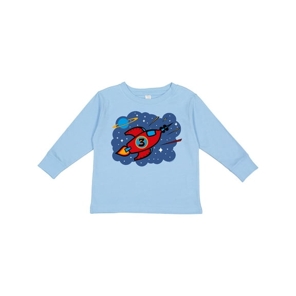 Inktastic Rocket Ship 3rd Birthday Boys Long Sleeve Toddler T-Shirt