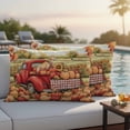 thumbnail image 4 of Red Truck Fall Outdoor Waterproof Pillow Covers, Pumpkins Thanksgiving Pastoral Leaves Floral Decorative Rectangle Throw Pillowcase Sofa Cushion Sham for Patio/Couch/Chair, 20"x12" 2 Pack, 4 of 8