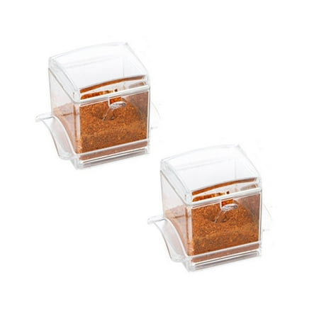 

Easoning Rack Spice Box Gourmet Acrylic Seasoning Pot Set Storage Container Condiment Jars with Serving Spoons Covers