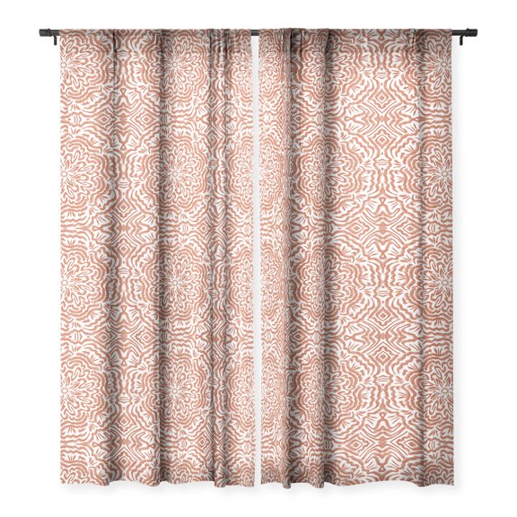 Society6 Marta Barragan Camarasa Terracotta Strokes Pattern Single Panel Sheer Window Curtain 50" x 108"