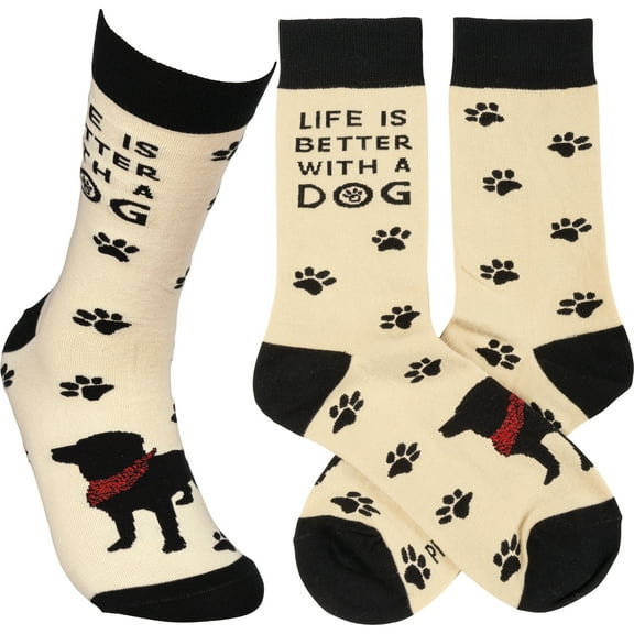 Primitives by Kathy - Dog Lover Life Is Better With A Dog Cotton Socks
