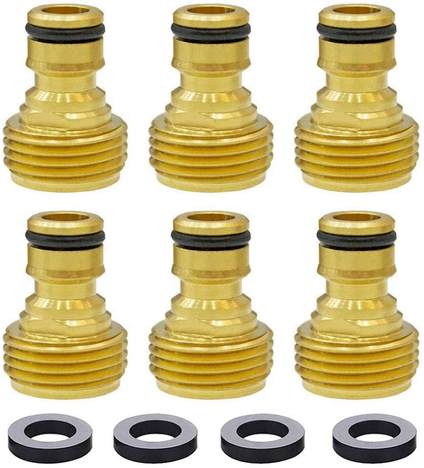 HRTGFD-Garden Hose Quick Connector Hose Quick Connect 3/4 inch Male GHT Brass Nipple Easy Connect Fitting Male Only (6 pcs)