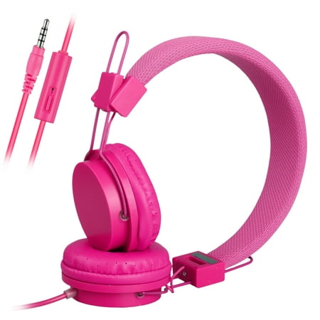EEEKit Over the Ear Wired Kids,  Headphones with Microphone, Portable Foldable On Ear Headsets for iPad Tablets PC Laptops, 3.5mm Audio