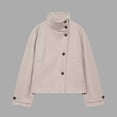 thumbnail image 2 of Kezqiaxn Women's Coats Fashion Long Sleeve Button Stand Collar Winter Loose Casual Jacket Lounge Outwear Cute Clothes Khaki L, 2 of 6
