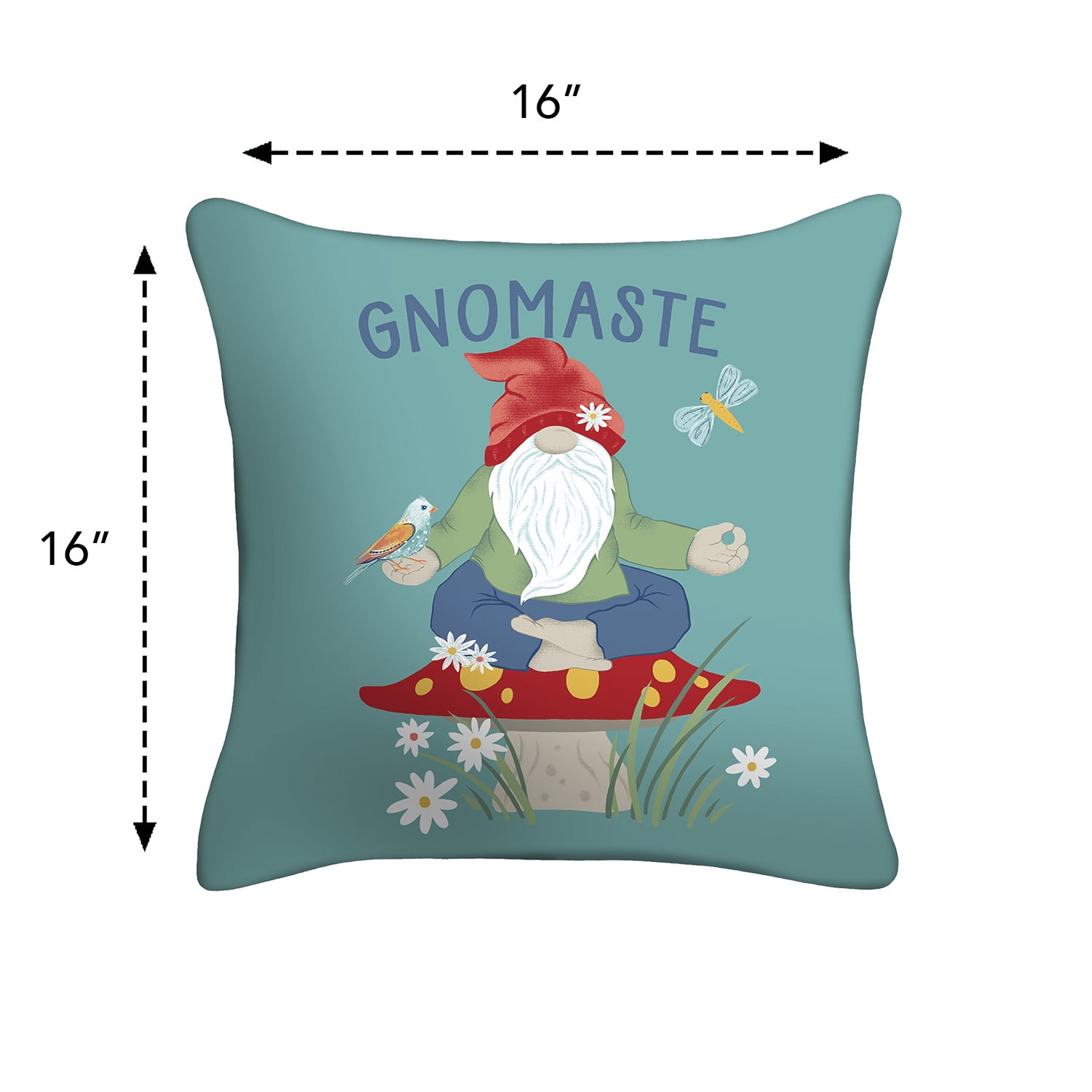 Mainstays 16" x 16" Gnomaste Decorative Outdoor Throw Pillow, Blue/Multi