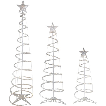Set of 3 Clear Lighted Spiral Christmas Trees - 3', 4', and 6'