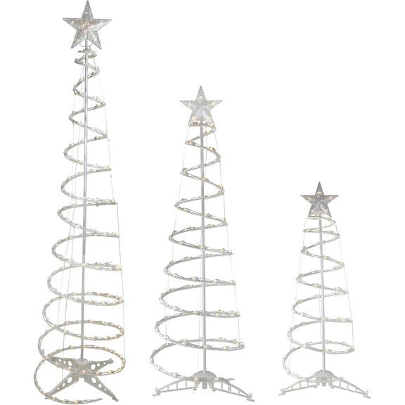 Set of 3 Clear Lighted Spiral Christmas Trees - 3', 4', and 6'