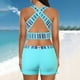 thumbnail image 4 of Gibobby Conjunto de Traje de Baño para Mujer Trajes de baño sexy con traje de baño corto de 2 piezas Trajes de baño de bloque de color para mujer(Azul celeste,XL), 4 of 5