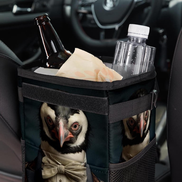 CHIKEN Bling Rhinestone Car Trash Can With Lid, Mini Crystal Hanging Auto Garbage Can Vehicle Plastic Bin Dustbin Organizer Container Office Home White