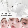 thumbnail image 2 of TEMOGU-Makeup Mirror Vanity Mirror with Lights 1X 2X 3X 10X Magnification, Lighted Makeup Mirror, Touch Control, Tri-Fold Portable LED Makeup Vanity, Two Power Supply Modes, White, 2 of 4
