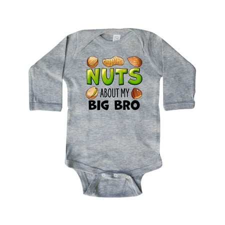 

Inktastic Nuts About My Big Bro Peanut Almond Pistachio Gift Baby Boy or Baby Girl Long Sleeve Bodysuit