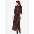 thumbnail image 2 of Roaman's Women's Plus Size Plus-Size Velvet 3/4 Sleeve Burnout Overlay Dress With Sheer Sleeves, 2 of 4