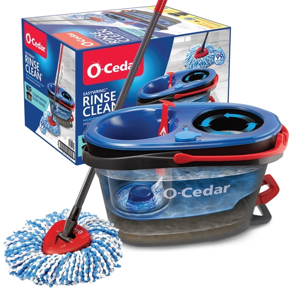 O-Cedar RinseClean Microfiber Spin Mop & Bucket Set with Clean Water Tank