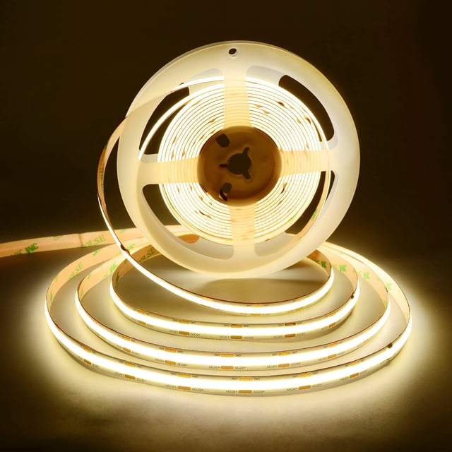 TUNICHX Tira de luz LED COB DC 12 V Tira de luz LED Tiras LED súper brillantes flexibles, 16.4 pies, CRI 90+, 2400 LED Luz uniforme de alta densidad para dormitorio, cocina, decoración interior del ho