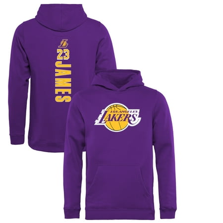 Los Angeles Lakers Hoodie LeBron James Los Angeles Lakers Fanatics Branded Youth Team Backer Name & Number Pullover Hoodie - Purple ()