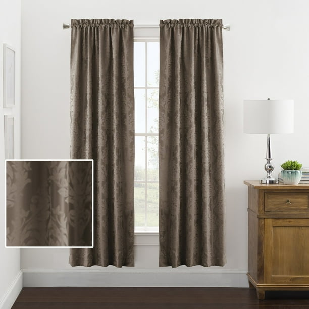 Mainstays Traditional Damask Jacquard Window Curtains, Set of 2