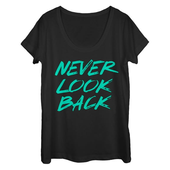 Women's CHIN UP Never Look Back  Scoop Neck Black 2X Large