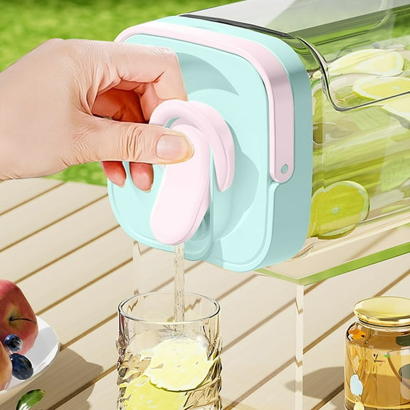 Nrmrqz 2.5L Cold Water Kettle with Faucet - Leak-Proof Portable Beverage Jug for Camping, Hiking & Outdoor - Blue/Yellow Plastic Juices Dispenser - 10.4" x 5.1" x 5.1"