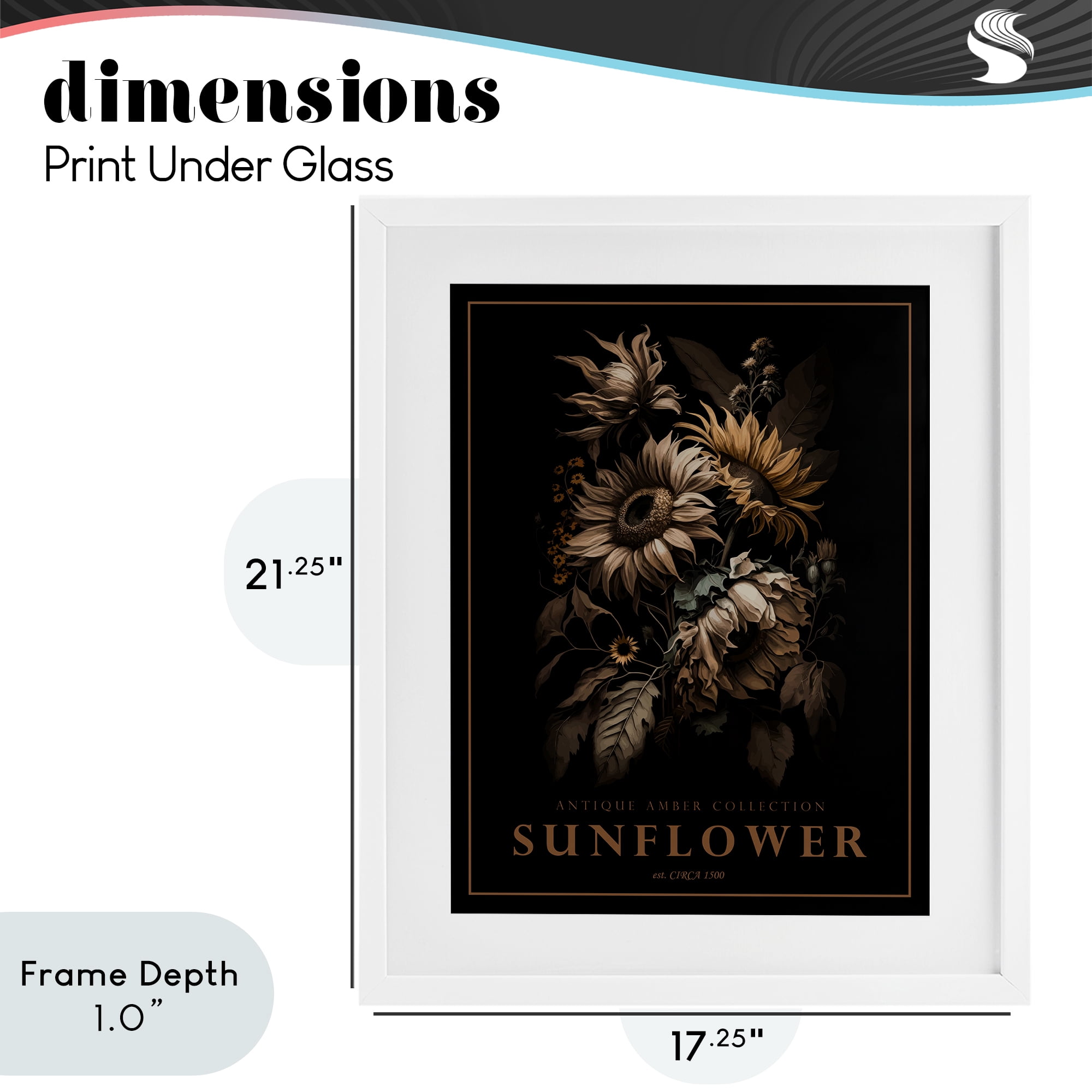 Stupell Industries Antique Sunflower Bushel White Framed Print Under Glass, design by Christopher Giampietro