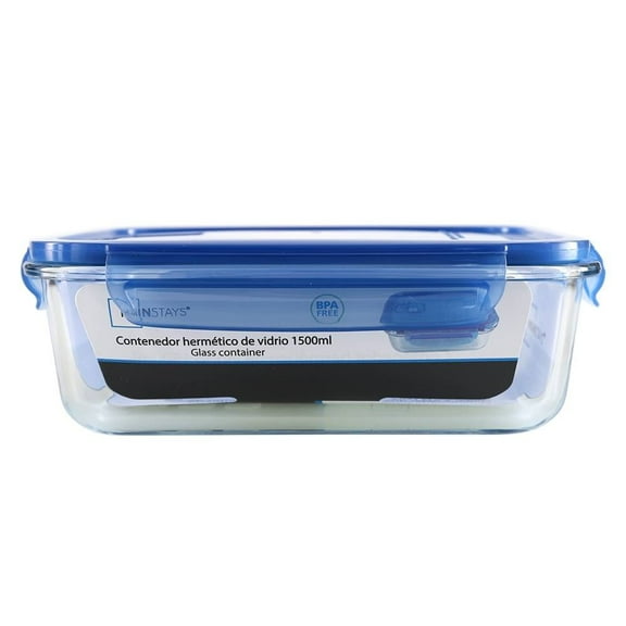 Contenedor Mainstays Hermético de Vidrio 1500 ml Azul