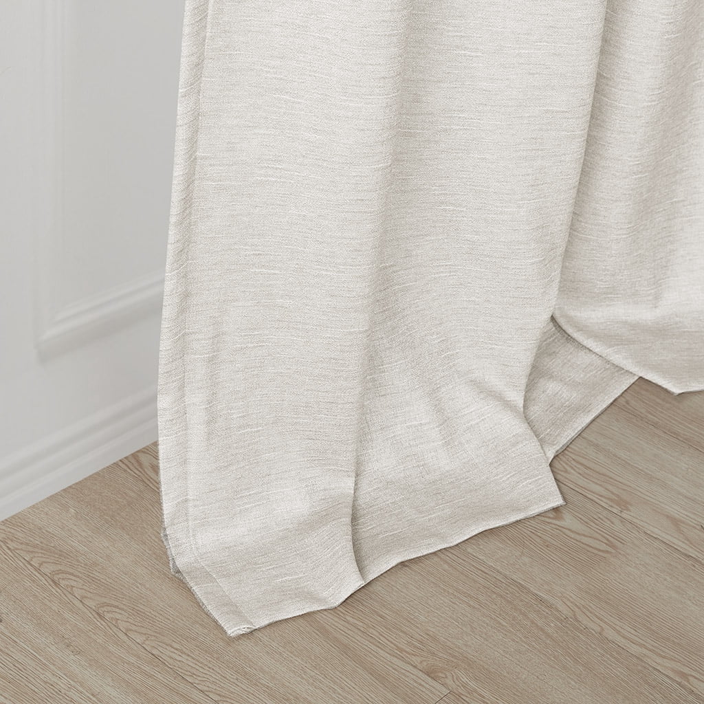 MAYEERTY 2 Pcs Tonal Printed Faux Silk Total Blackout Curtain Pair