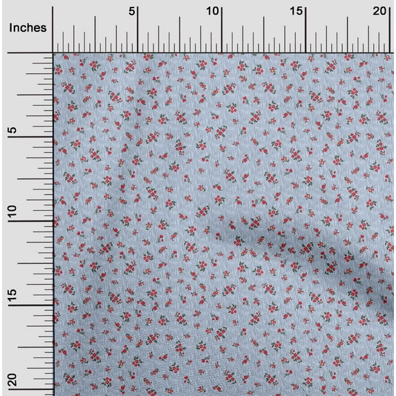 oneOone Cotton Silk Sky Blue Fabric Leaves & Floral Artistic Sewing Fabric By The Yard Printed Diy Clothing Sewing Supplies 42 Inch Wide