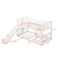 thumbnail image 2 of Bunk Bed Twin Over Twin Size, Wooden Bunk Bed Frame with Slide & Ladder, Low Floor Bunk Bed with Guardrails for Kids Teens, Space Saving & Slats Support, White, 2 of 8