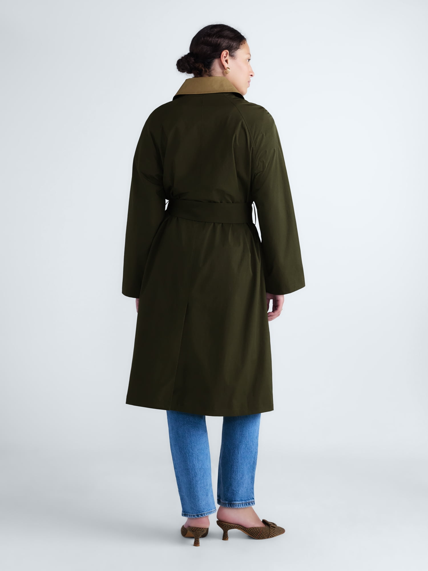 Free Assembly Women's Long Belted Trench Coat, Sizes XXS-XXL