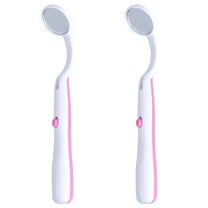 2pcs Oral Dental Mirror Mouth Tooth Inspection Mirror with Bright LED Light for Dental Care (Purple)