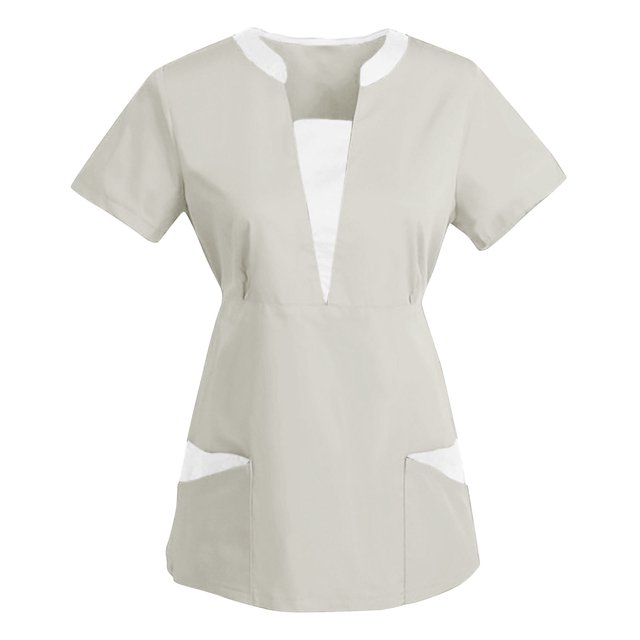 Hyknon Hauts pour Femmes Été Mode Femme Patchwork Col en V Manches Courtes T-Shirt Imprimé Blouse Ample Hauts Pull Doux Polyvalent pour Sortir