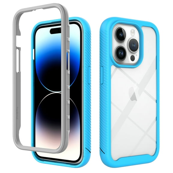 ELEHOLD Clear Case for iPhone 15 Pro,Rugged Transparent Back Shell Shockproof Flexible Bumper Anti-Scratch Non-Yellowing Case for iPhone 15 Pro 6.1" ,Blue