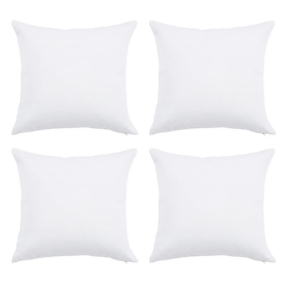 PurpleEssences Pack of 4 Decorative Throw Pillowcase Solid Cushion Case for Sofa Car Bedroom - 18x18 Inch - White