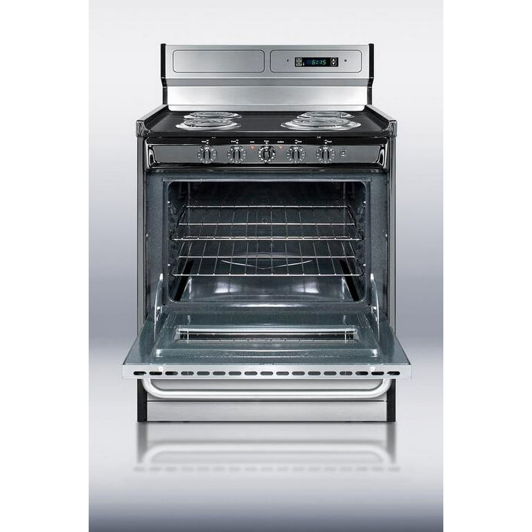 GE 24 in. 2.9 cu. ft. Convection Oven Freestanding Electric Range with 4  Smoothtop Burners - Stainless Steel