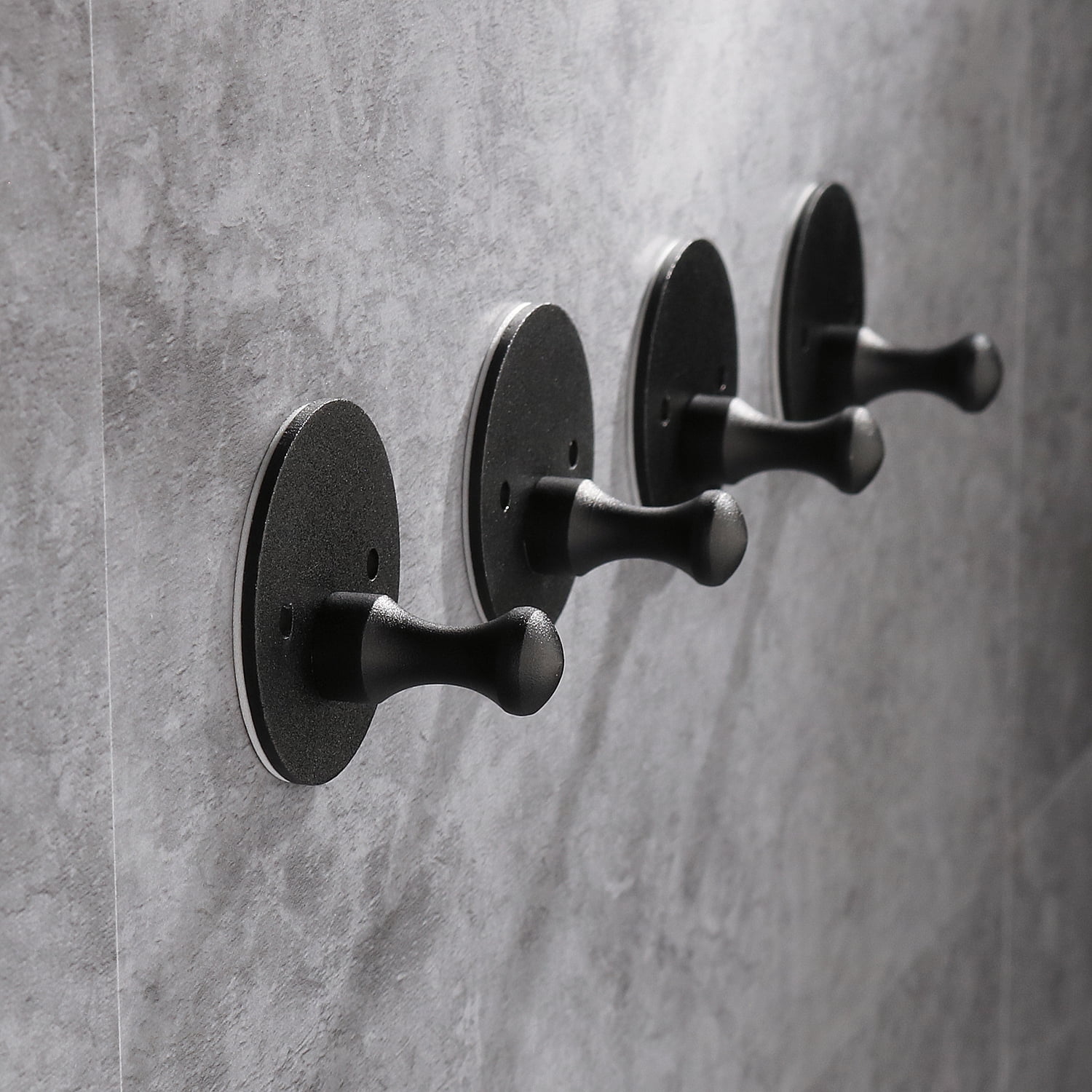 4 Pcs Adhesive Hooks Round Matte Black Coat Towel Hooks for Hanging