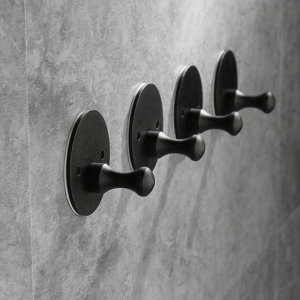 4 Pcs Adhesive Hooks Round Matte Black Coat Towel Hooks for Hanging