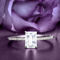 Vintage Design Dazzling Art Deco 1.25 Carat Emerald Cut Diamond Moissanite Antique Engagement Ring, Wedding Ring in 10k Solid White Gold, Gift For Her, Promise Ring, Anniversary Ring