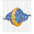 thumbnail image 3 of Moon Shower Curtain, Abstract Crescent Moon with Swirling Cloud Backdrop Mystic Design, Fabric Bathroom Set with Hooks, 69W X 84L Inches Extra Long, Blue Lilac and Pale Orange, by Ambesonne, 3 of 3