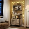 thumbnail image 2 of Demi Bonn 67" Baker's Rack with Power Outlet and Storage Shelves, Microwave Stand with Louvred Door Cabinets for Home, Dining Room, Gray, 2 of 7