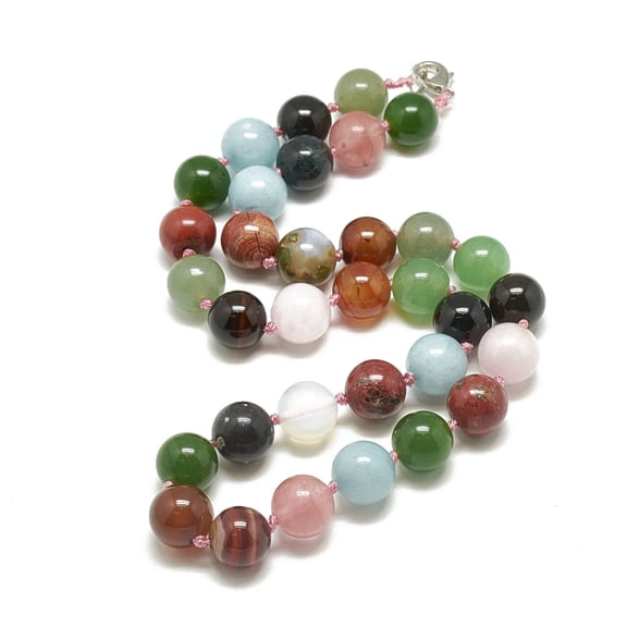 Natural/Gemstone Beaded Necklaces with Alloy Lobster Clasps Round 18.8 inch~19.2 inch(48~49cm) round: 10mm