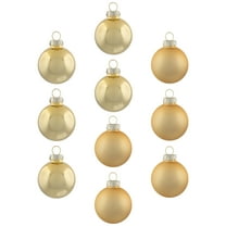 10-Piece Shiny and Matte Gold Glass Ball Christmas Ornament Set 1.75" (45mm)