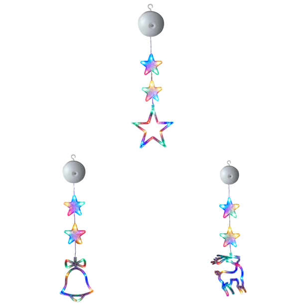 3 Luces LED Navideñas para Cortina Decorativa Ventana Multicolor (estrella)
