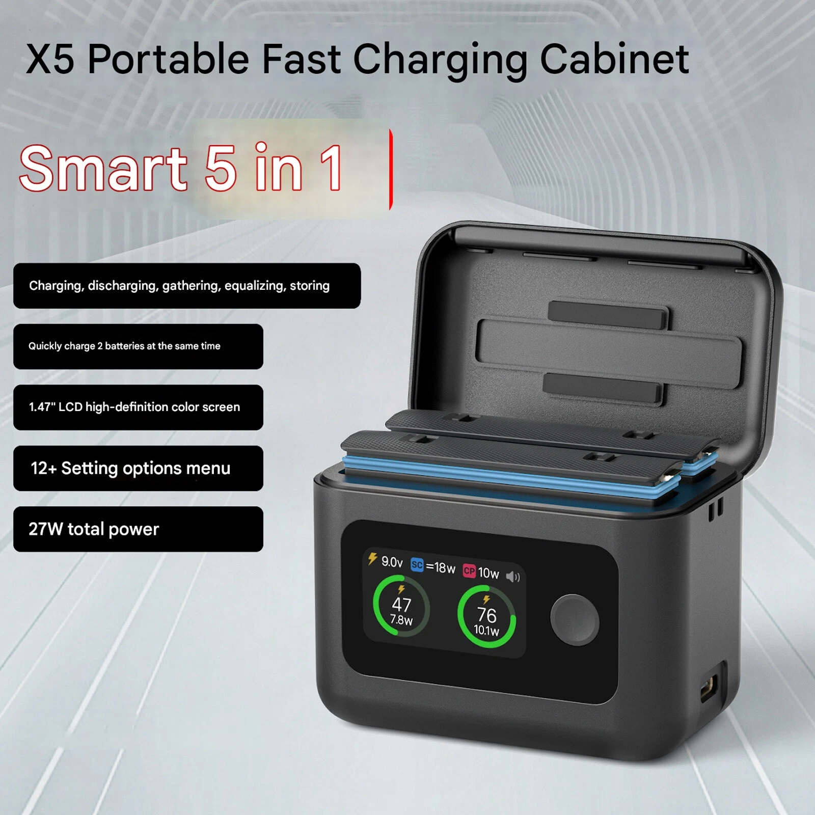 GUYUTING Fast Charging Power Bank Hub 27W with LED Display Camera Battery Level Indicator Two-Way Charge