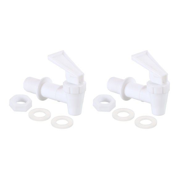 Unique Bargains Reusable Dispenser Tap Set, 2Set Plastic Spigot Replacement Cooler Faucet Valve for Bottle Water, Beverage (White)