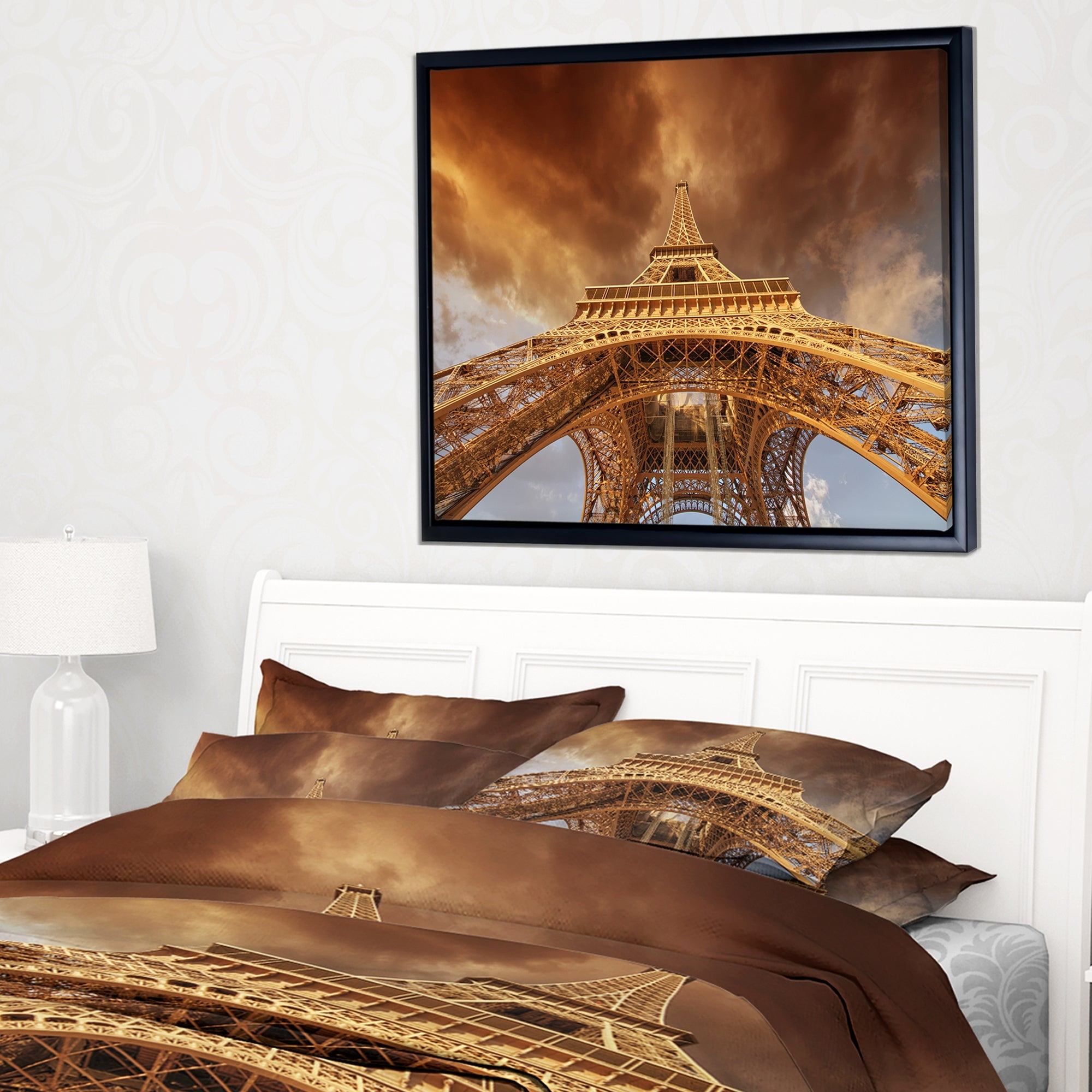 Design Art Beautiful View of Paris Paris Eiffel Towerin Paris Framed Canvas Art Print